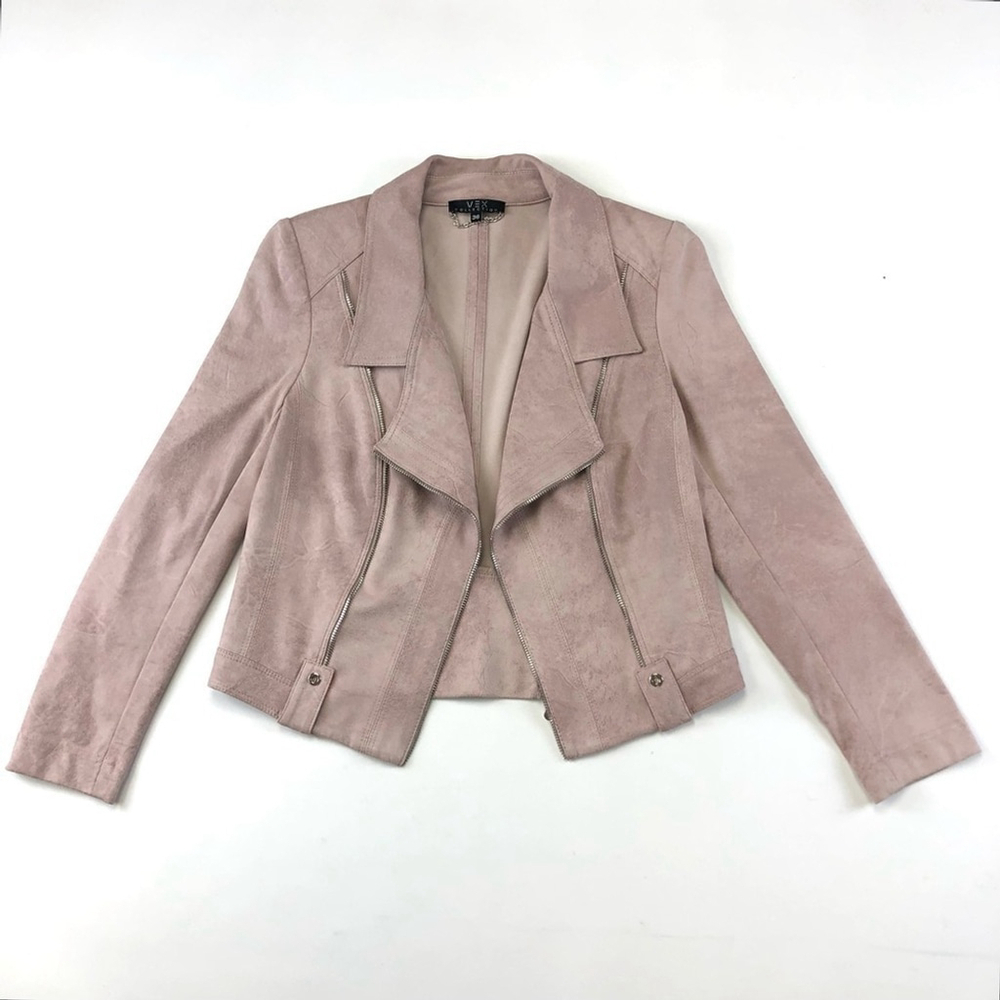 Vex blush waterfall open microsuede blazer Size 36